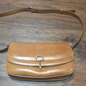 No Brand Brown Italian Leather Shoulder Bag Purse.